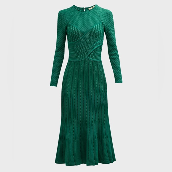 Dresses & Skirts - Rubia Cutout-Back Embossed Knit Midi Dress- Jade Green Small